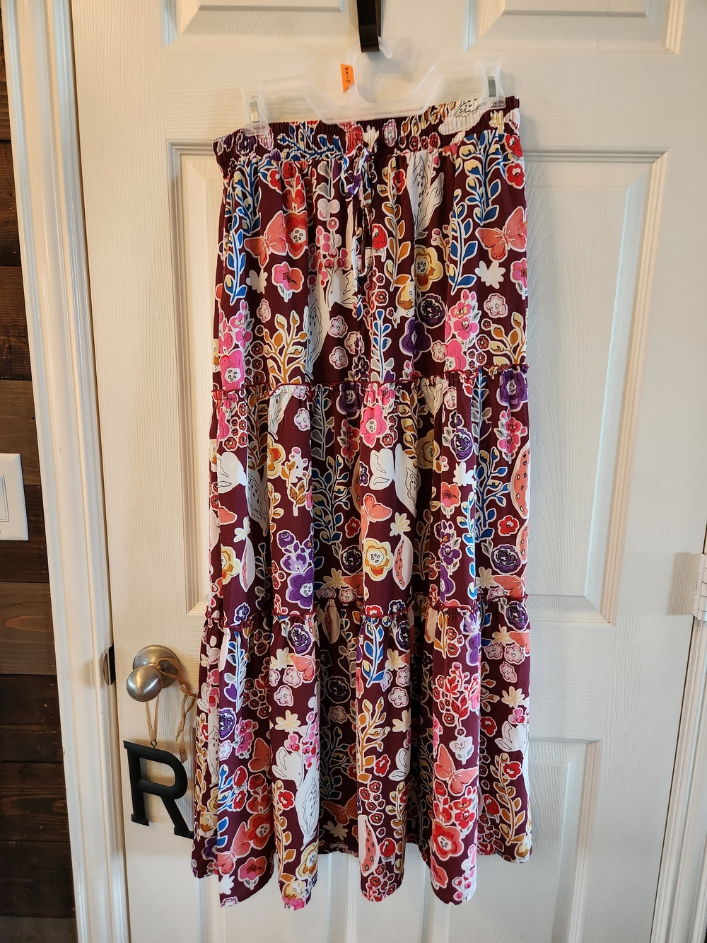 Tiered Multi-colour Floral Maxi Skirt With Pockets